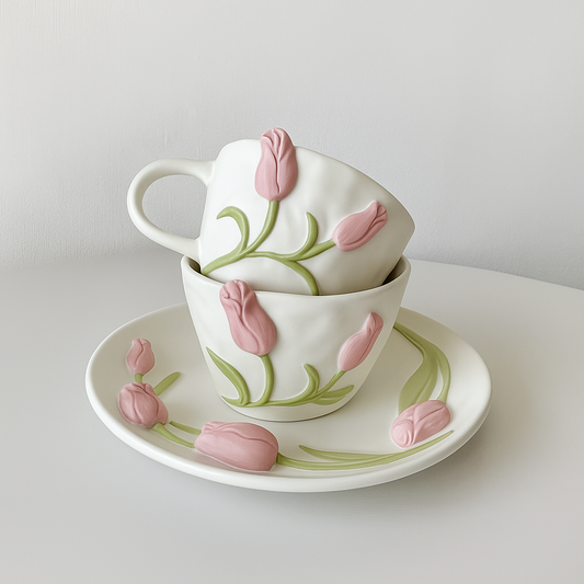 Tasse Fleurie 3D Terre Cuite