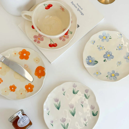 Assiette Fleurie Terre Cuite